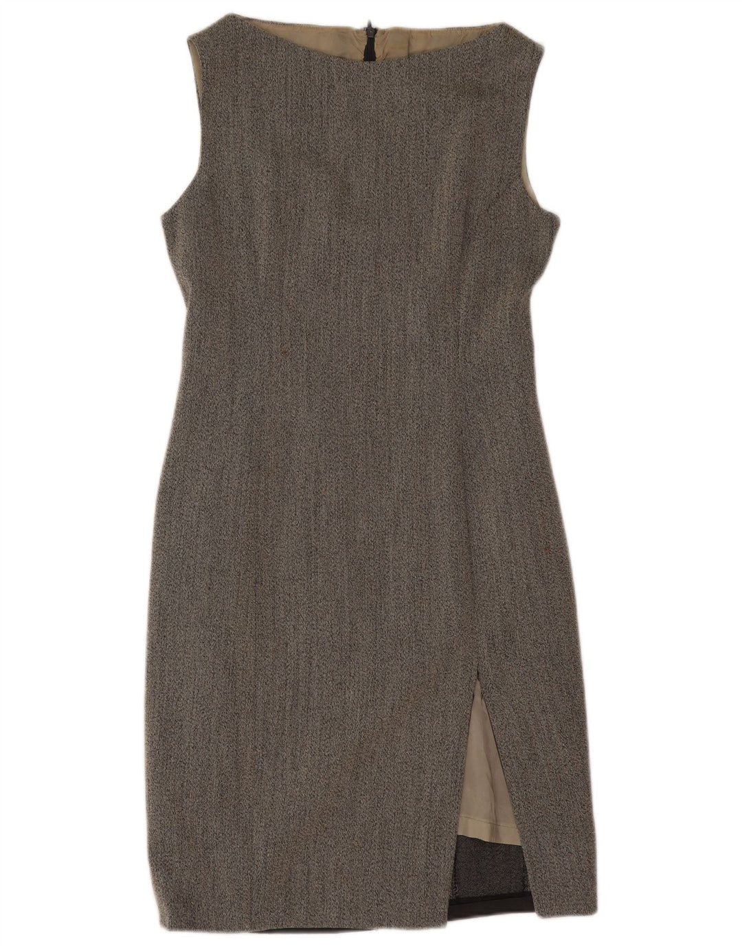 Vintage Womens Sleeveless Sheath Dress UK 12 Medium Grey