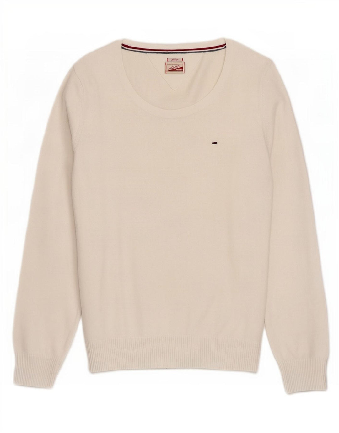 Tommy Hilfiger Womens Boat Neck Jumper Sweater UK 12 Medium White