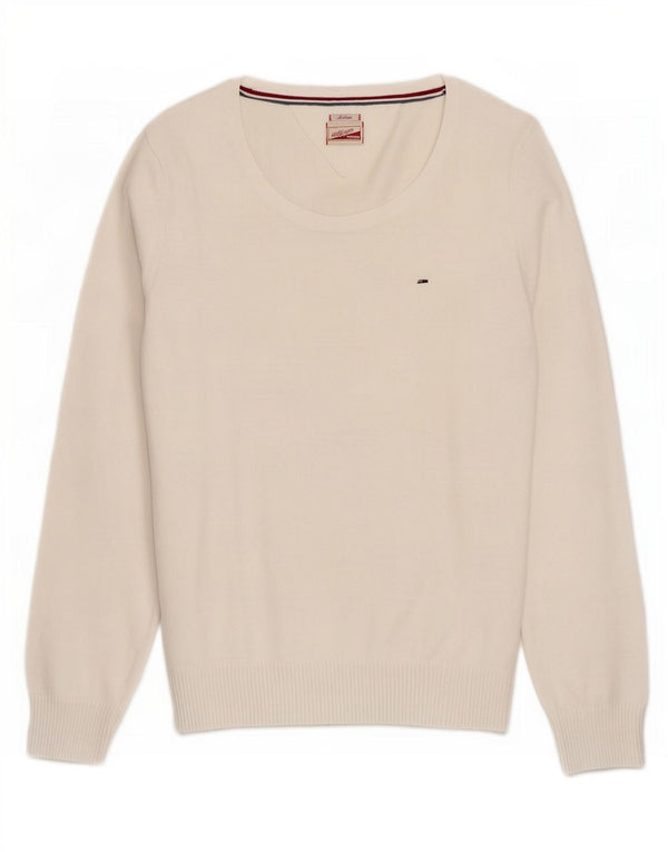 Tommy Hilfiger Womens Boat Neck Jumper Sweater UK 12 Medium White