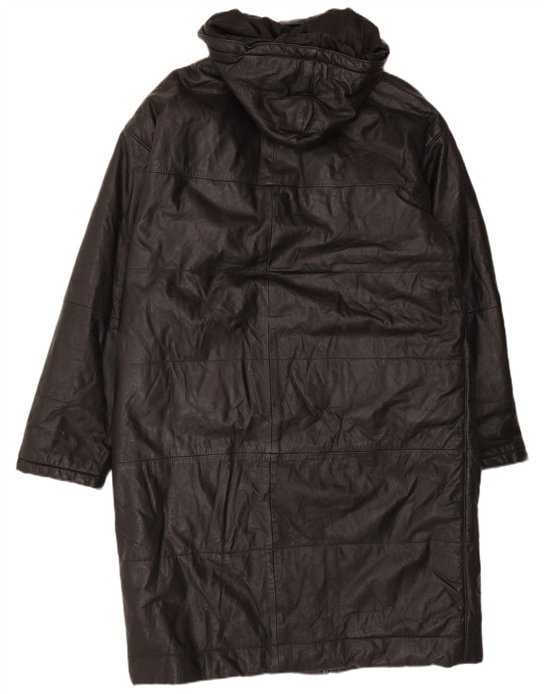 Orfatti Womens Hooded Leather Coat IT 48 XL Black
