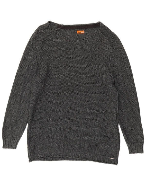 Emilio Adani Womens Boat Neck Jumper Sweater UK 20 2XL Grey Cotton