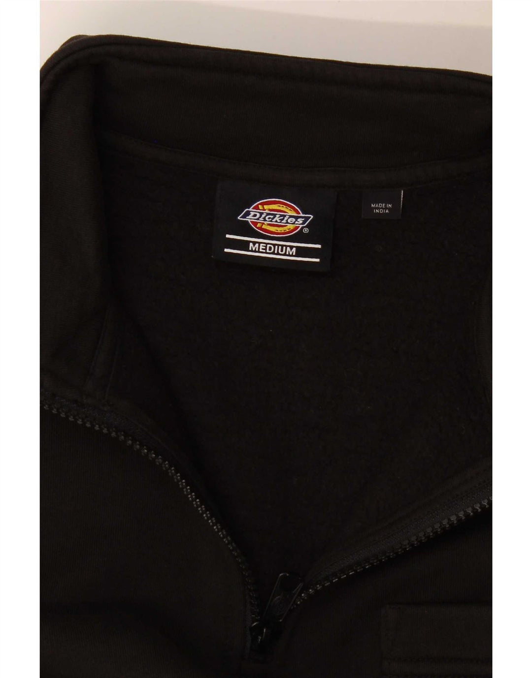 Dickies Womens Zip Neck Sweatshirt Jumper UK 14 Medium Black