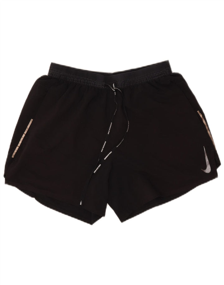 NIKE Womens Dri Fit Sport Shorts UK 12 Medium Black Polyester
