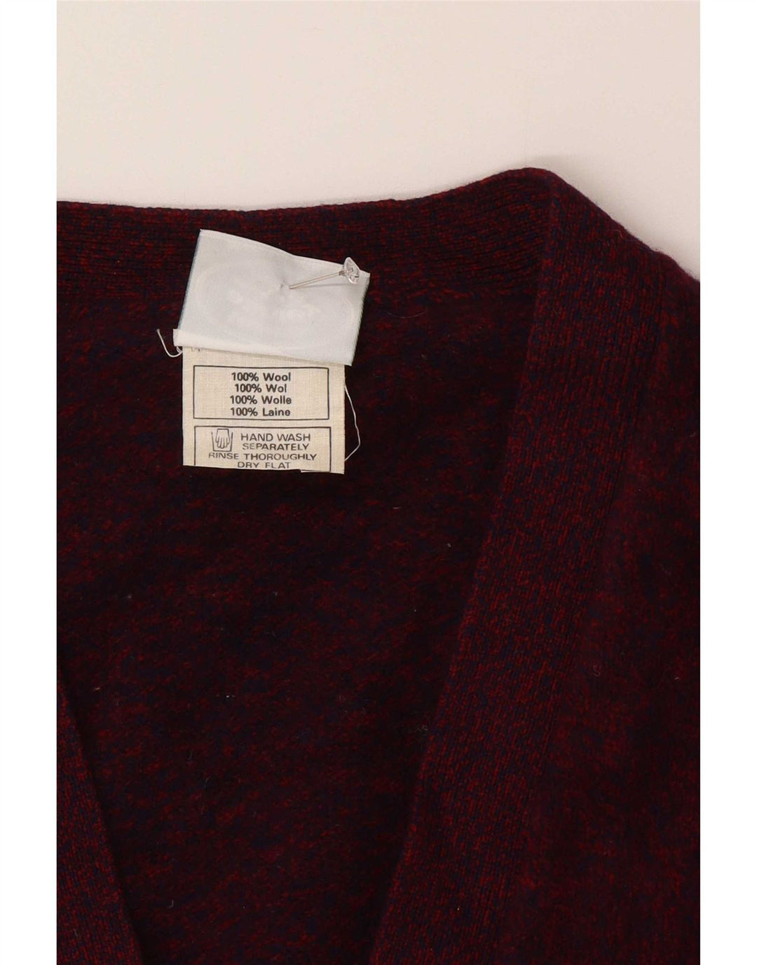 Laura Ashley Mens Cardigan Sweater Small Burgundy Flecked Wool