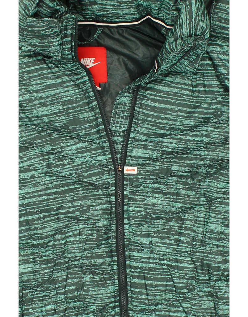 NIKE Womens Hooded Padded Jacket UK 18 XL Green Flecked Polyester Vintage Nike and Second-Hand Nike from Messina Hembry 