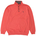 Izod Mens Button Neck Sweatshirt Jumper Medium Red Cotton
