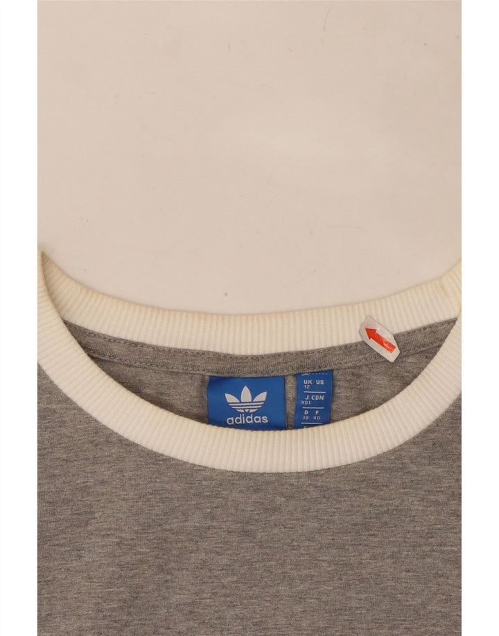 Adidas Womens Top Long Sleeve UK 12 Medium Grey Flecked Cotton