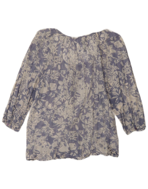 FRENCH CONNECTION Womens 3/4 Sleeve Shirt Blouse UK 12 Medium Blue Floral