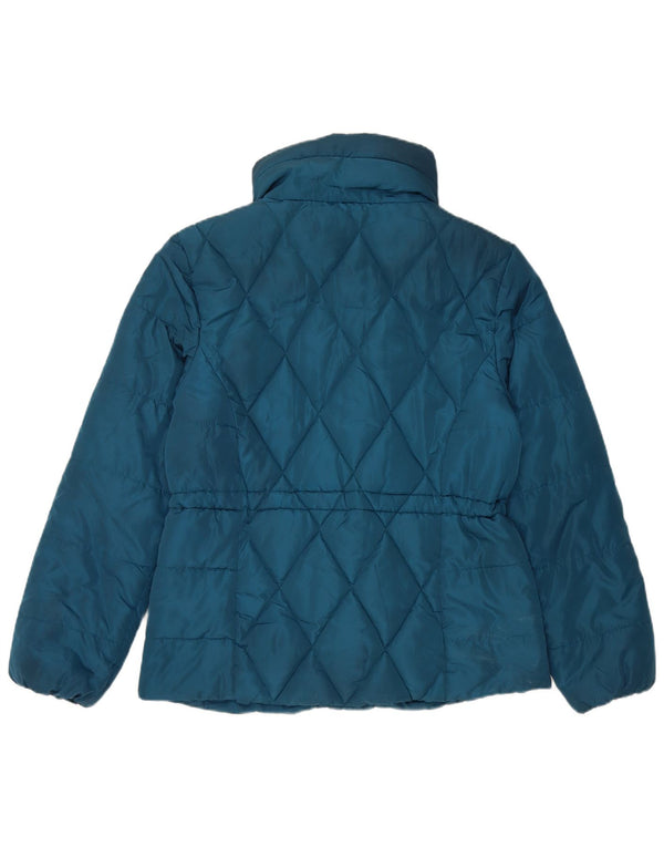 Marks & Spencer Womens Quilted Padded Jacket UK 12 Medium Blue Polyester
