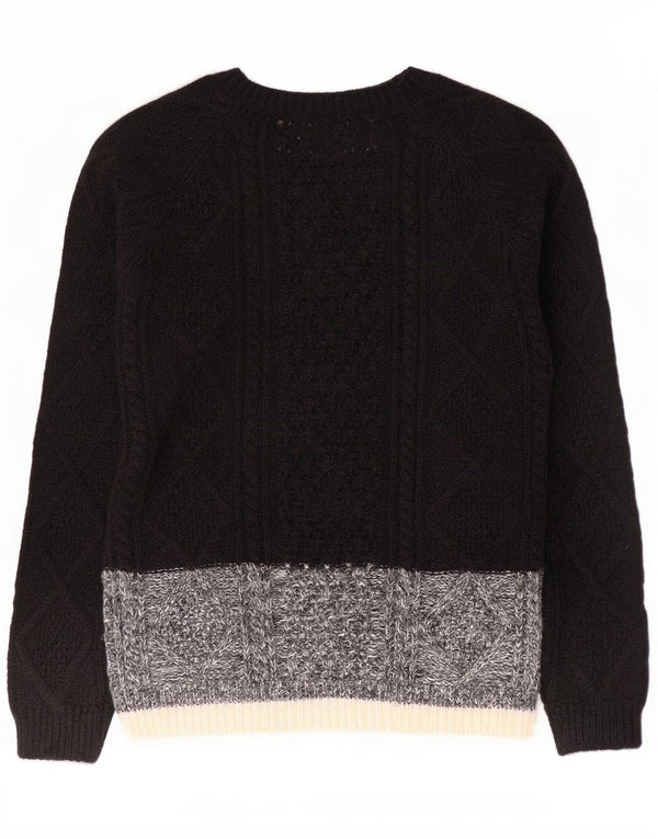 Gap Womens Boat Neck Jumper Sweater UK 14 Medium Black Colourblock Nylon