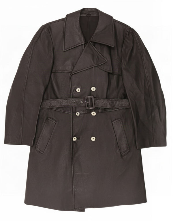 Fibok Mens Leather Coat UK 38 Medium Black