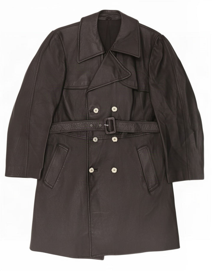 Fibok Mens Leather Coat UK 38 Medium Black