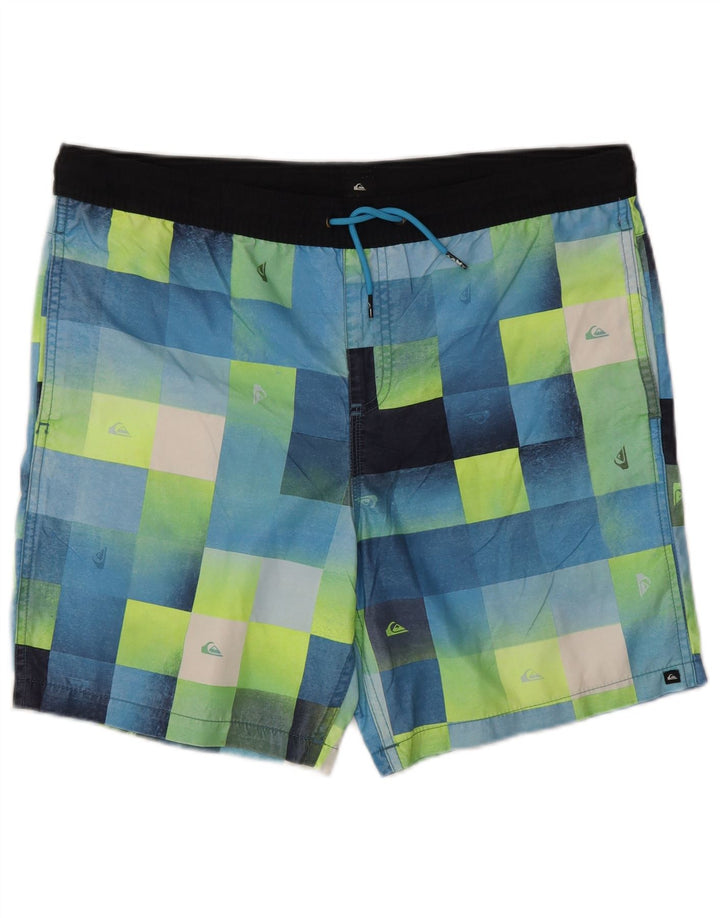 Quiksilver Mens Swimming Shorts Large Blue Geometric Polyester