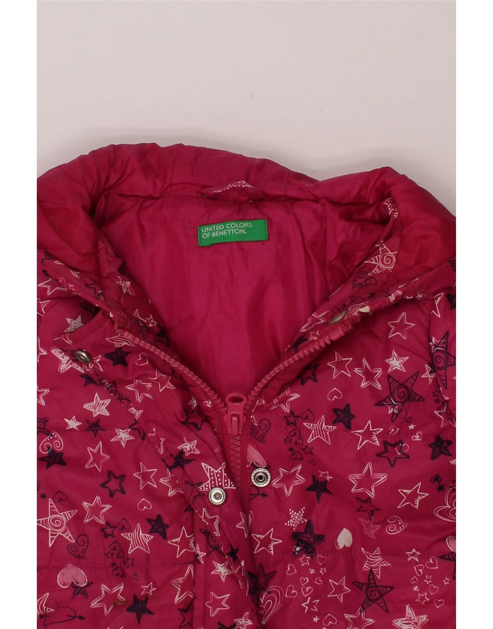 BENETTON Baby Girls Abstract Pattern Padded Jacket 18-24 Months Pink Vintage Benetton and Second-Hand Benetton from Messina Hembry 