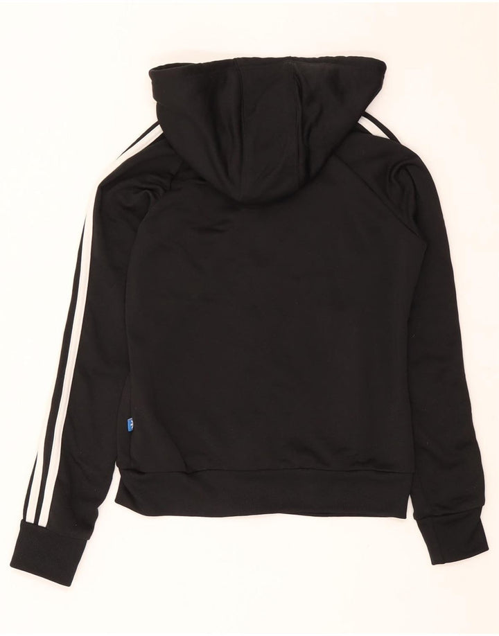 Adidas Womens Zip Hoodie Sweater UK 8 Small Black Polyester
