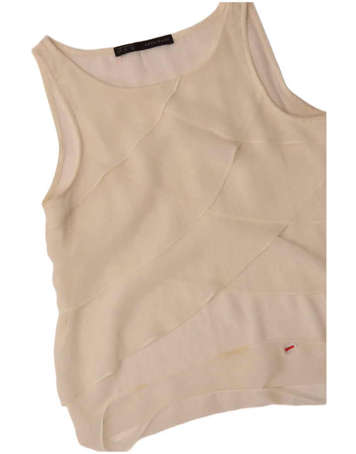 ZARA Womens Sleeveless Blouse Top UK 10 Small Off White
