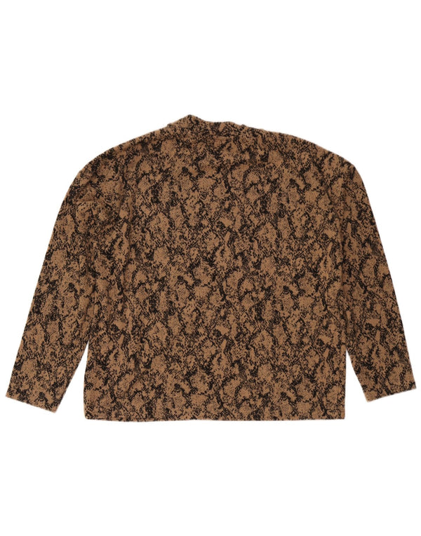 Marks & Spencer Womens Top Long Sleeve UK 16 Large Brown Animal Print