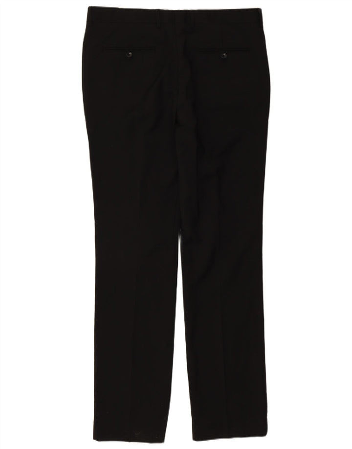 Zara Mens Slim Suit Trousers EU 44 Large W34 L34 Black Polyester