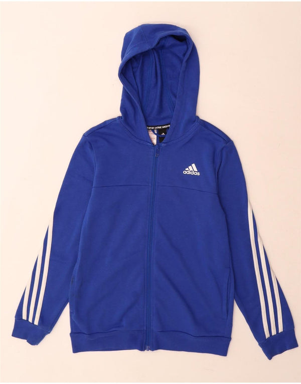 Adidas Boys Zip Hoodie Sweater 9-10 Years Blue Cotton