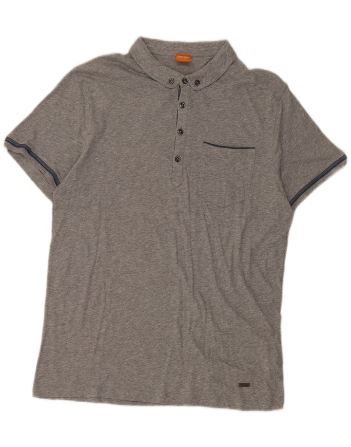 Hugo Boss Mens Polo Shirt Large Grey Cotton
