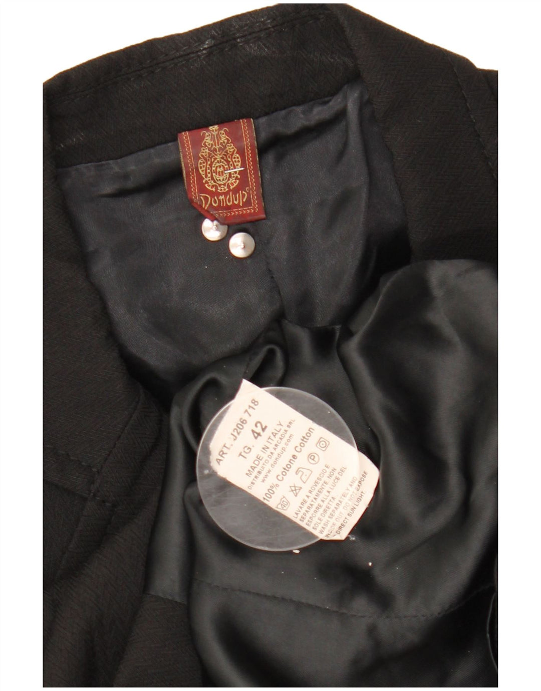 DONDUP Womens 3 Button Blazer Jacket IT 42 Medium Black Cotton