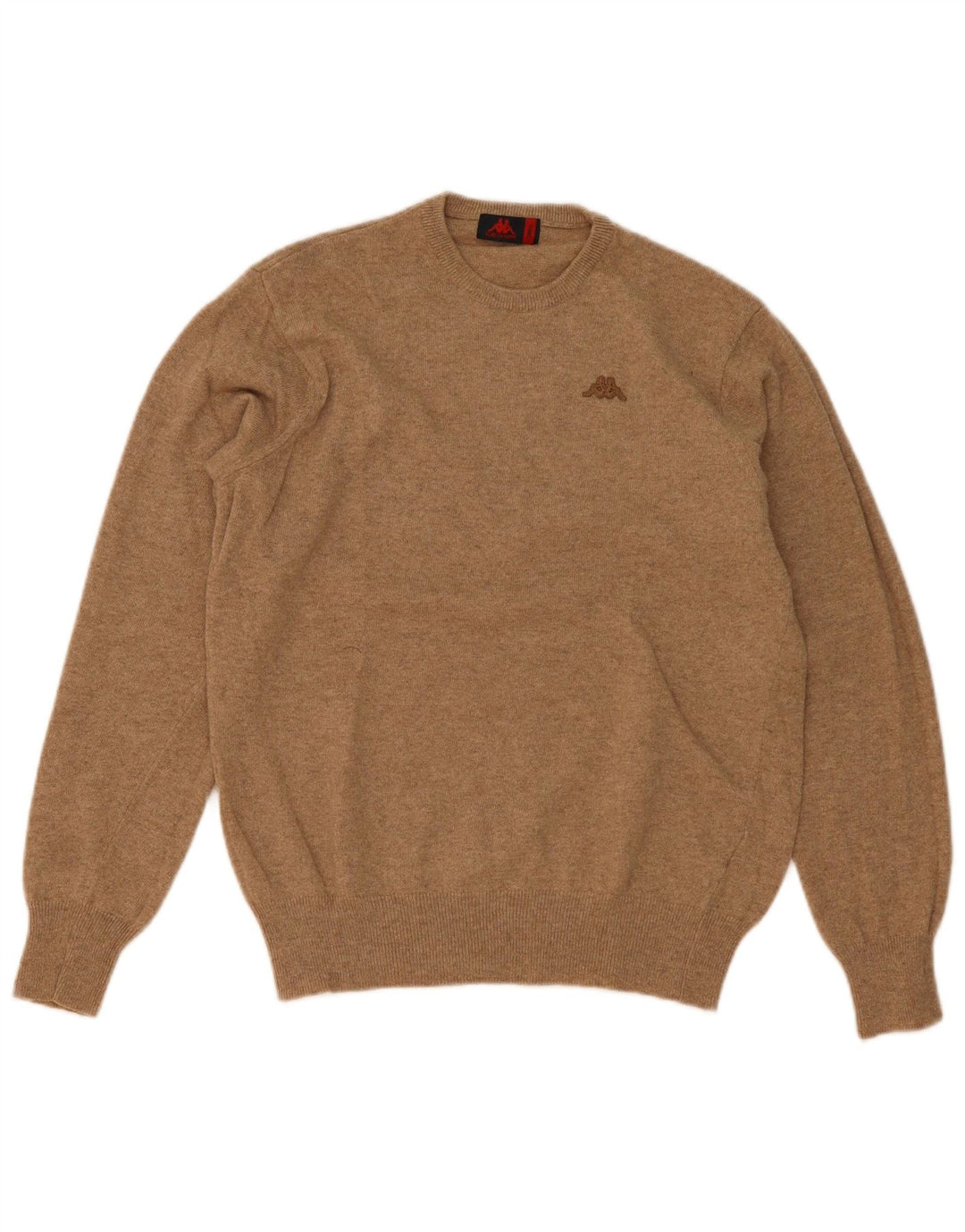 Kappa Mens Crew Neck Jumper Sweater Small Brown Lambswool