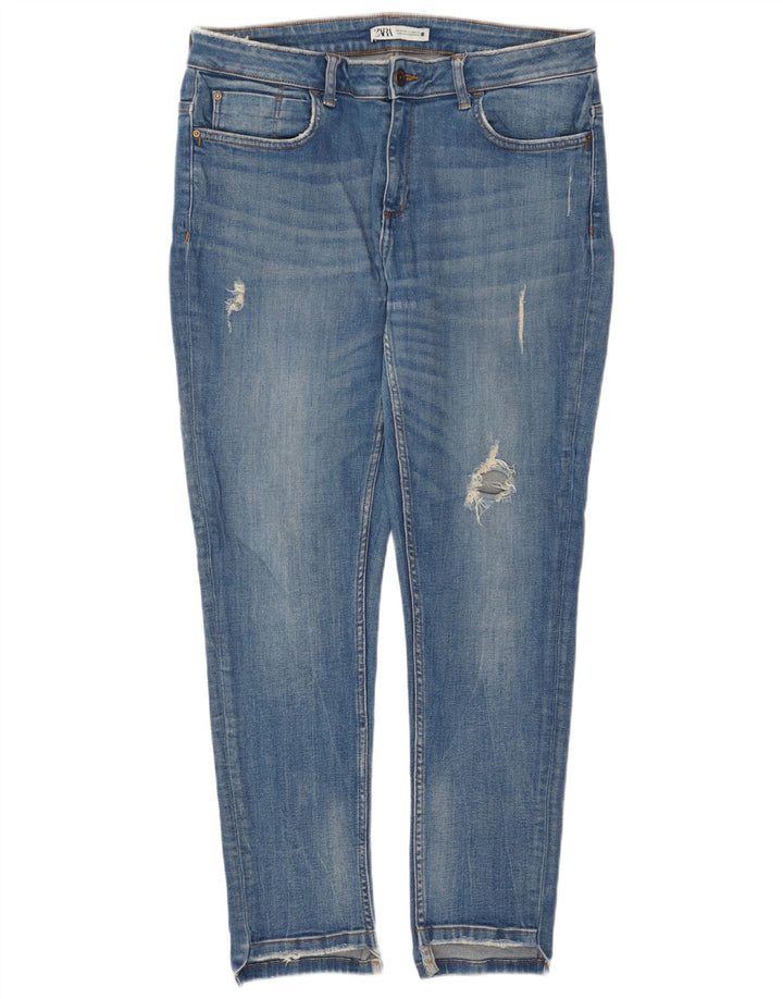 Zara Womens Distressed Slim Jeans EU 44 XL W34 L27 Blue