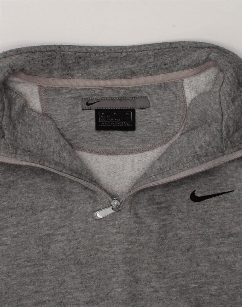 NIKE Boys Zip Neck Sweatshirt Jumper 11-12 Years Medium  Grey Cotton | Vintage Nike | Thrift | Second-Hand Nike | Used Clothing | Messina Hembry 