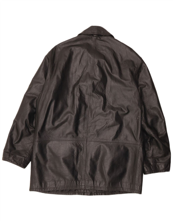 VINTAGE Mens Leather Jacket IT 50 Large Black Leather
