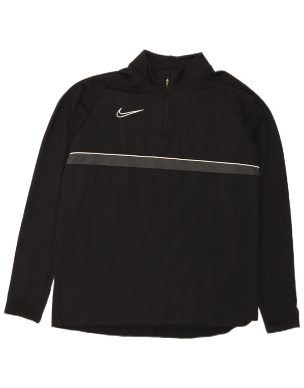 Nike Mens Dri Fit Zip Neck Pullover Tracksuit Top Large Black Colourblock