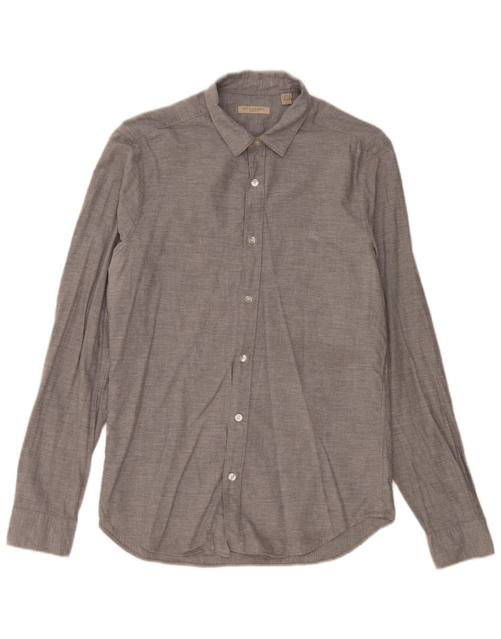 BURBERRY Mens BRIT Shirt Medium Grey Cotton