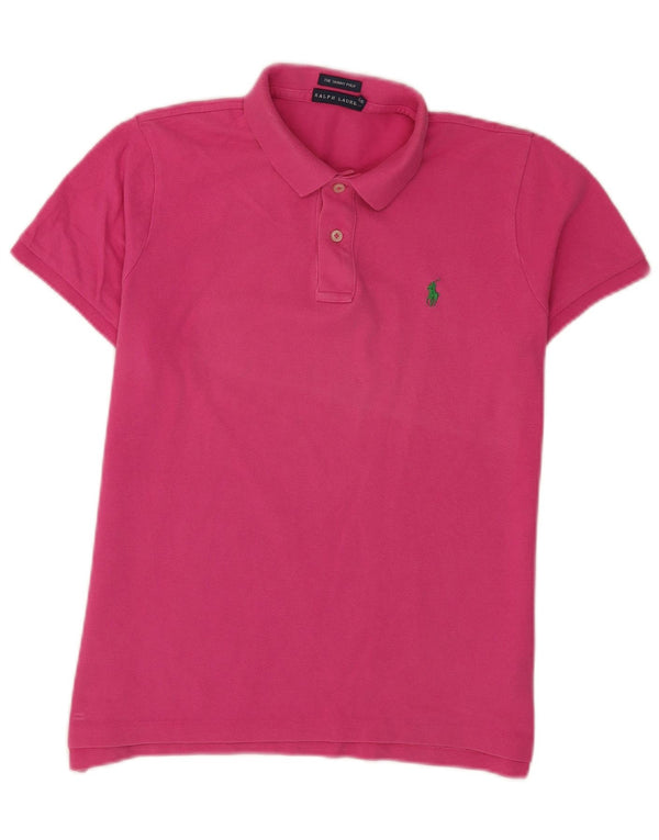 Ralph Lauren Womens Skinny Polo Shirt UK 16 Large Pink Cotton
