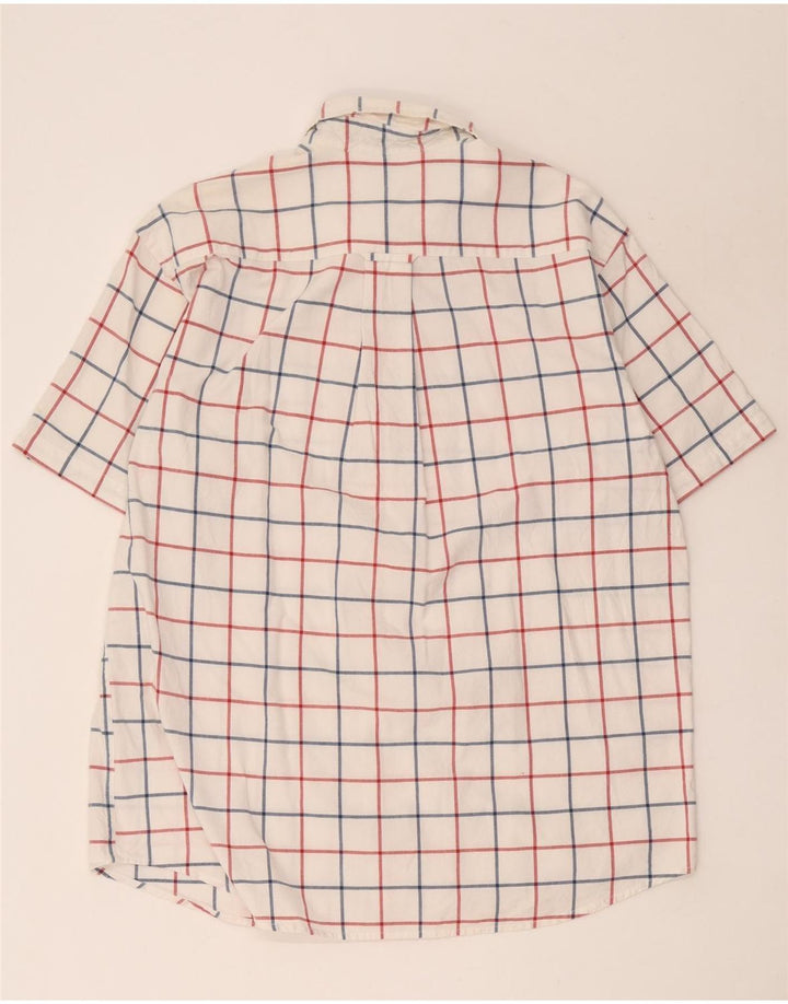 Orvis Mens Short Sleeve Shirt Large White Check Cotton