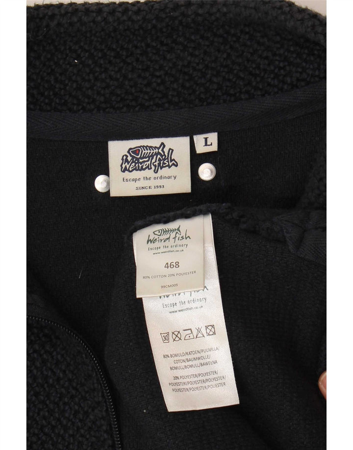 Weird Fish Mens Zip Neck Sweatshirt Jumper Large Navy Blue Cotton