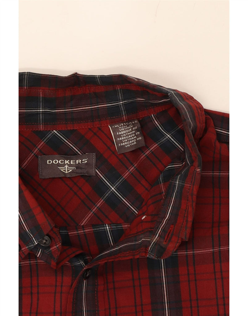 DOCKERS Mens Big & Tall Flannel Shirt 2XL Burgundy Check Cotton Vintage Dockers and Second-Hand Dockers from Messina Hembry 