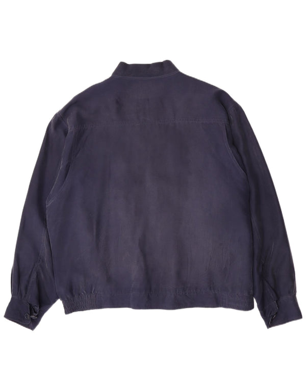 Leader Mens Bomber Jacket UK 42 XL Navy Blue Silk