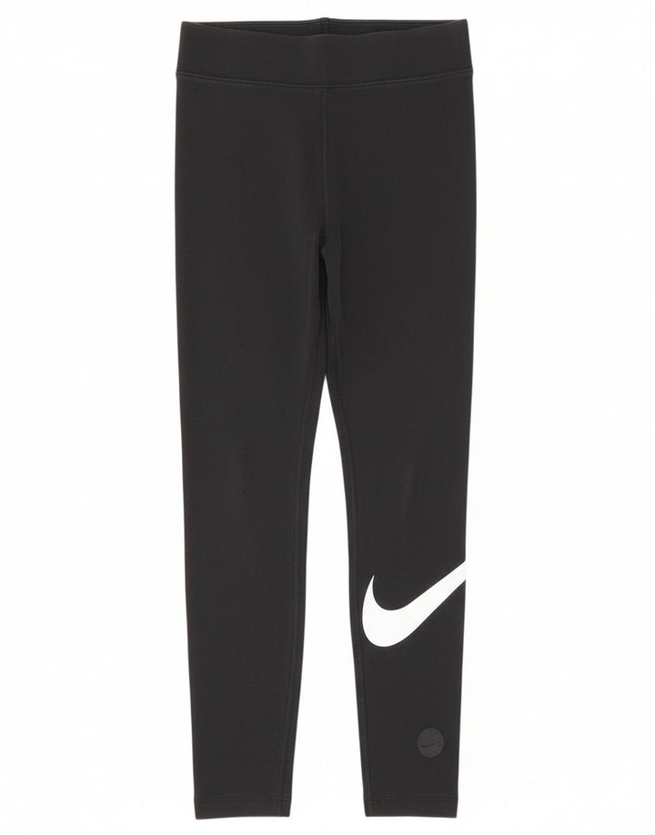Nike Womens Graphic Leggings UK 8 Small Black Cotton