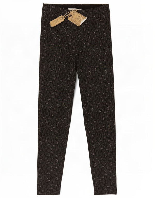 Fat Face Womens Leggings UK 10 Small Black Animal Print Cotton