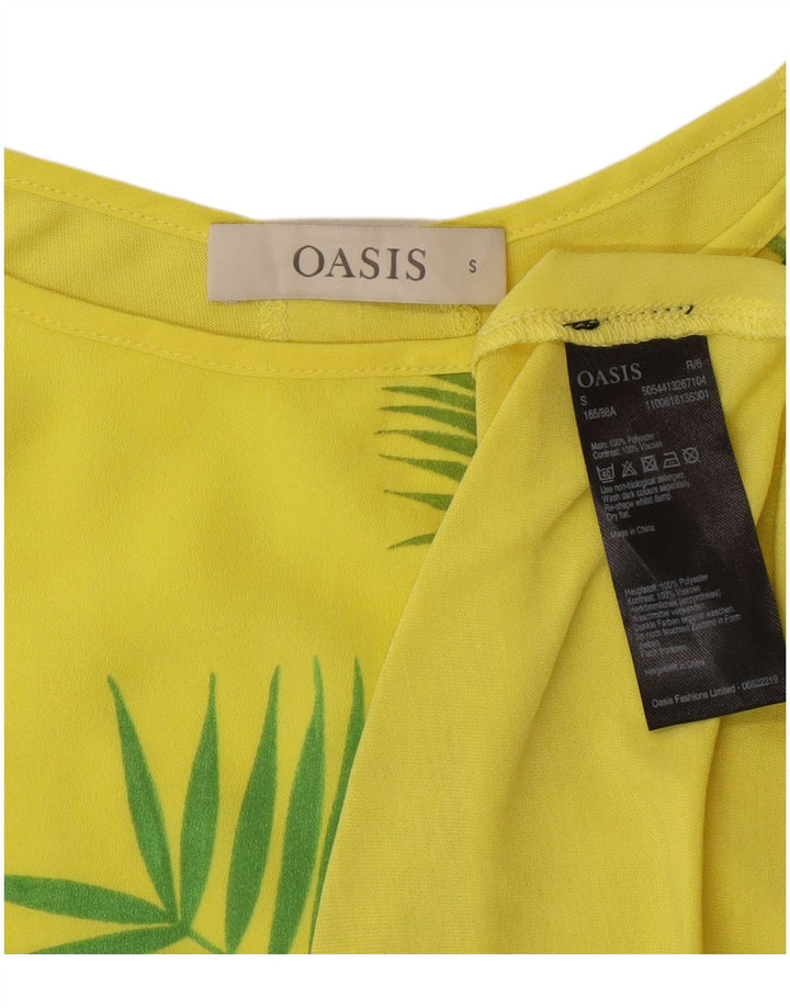Oasis Womens Tunic Top UK 10 Small Yellow Floral Polyester