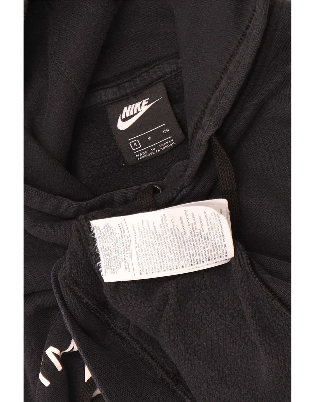 Nike Mens Graphic Hoodie Jumper Small Black Cotton