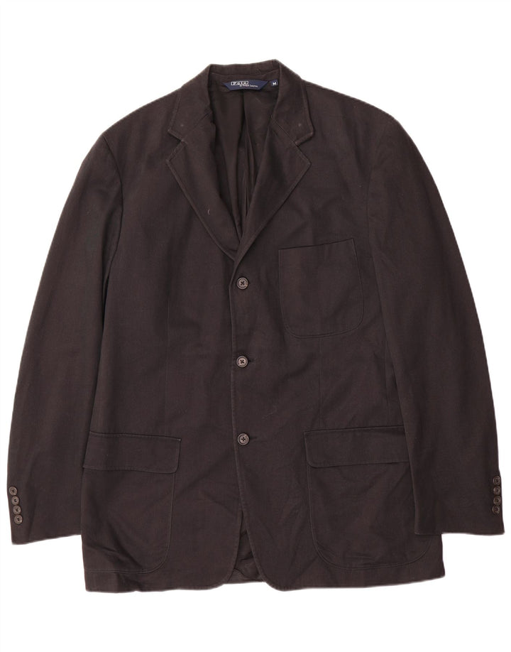 Polo Ralph Lauren Mens 3 Button Blazer Jacket UK 38 Medium Black Cotton