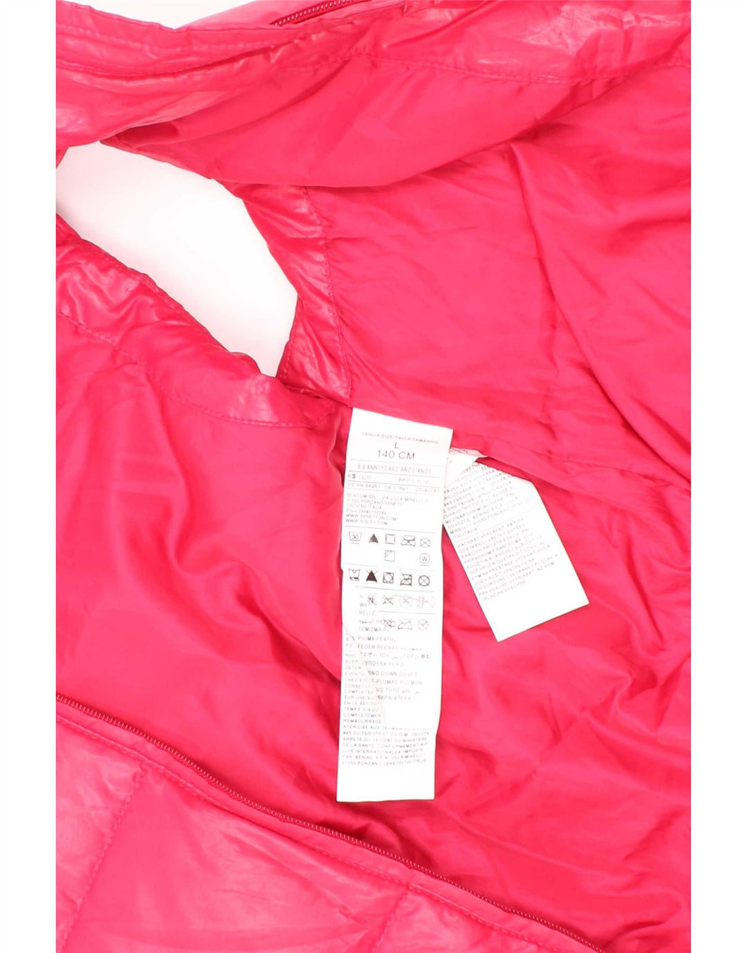 Benetton Girls Padded Gilet 8-9 Years Large Pink Polyester