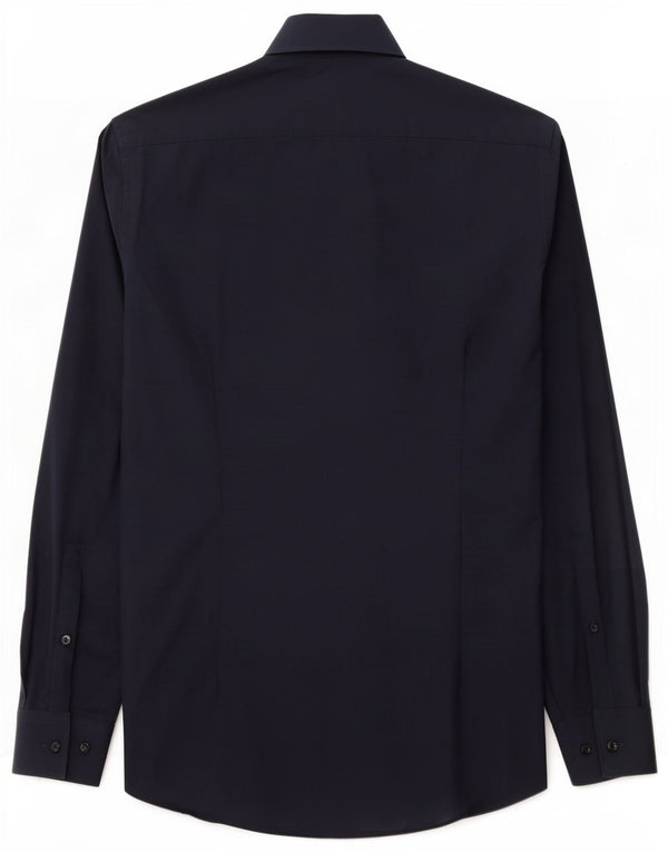 Hugo Boss Mens Slim Fit Shirt Size 39 15 1/2 Medium Navy Blue Cotton