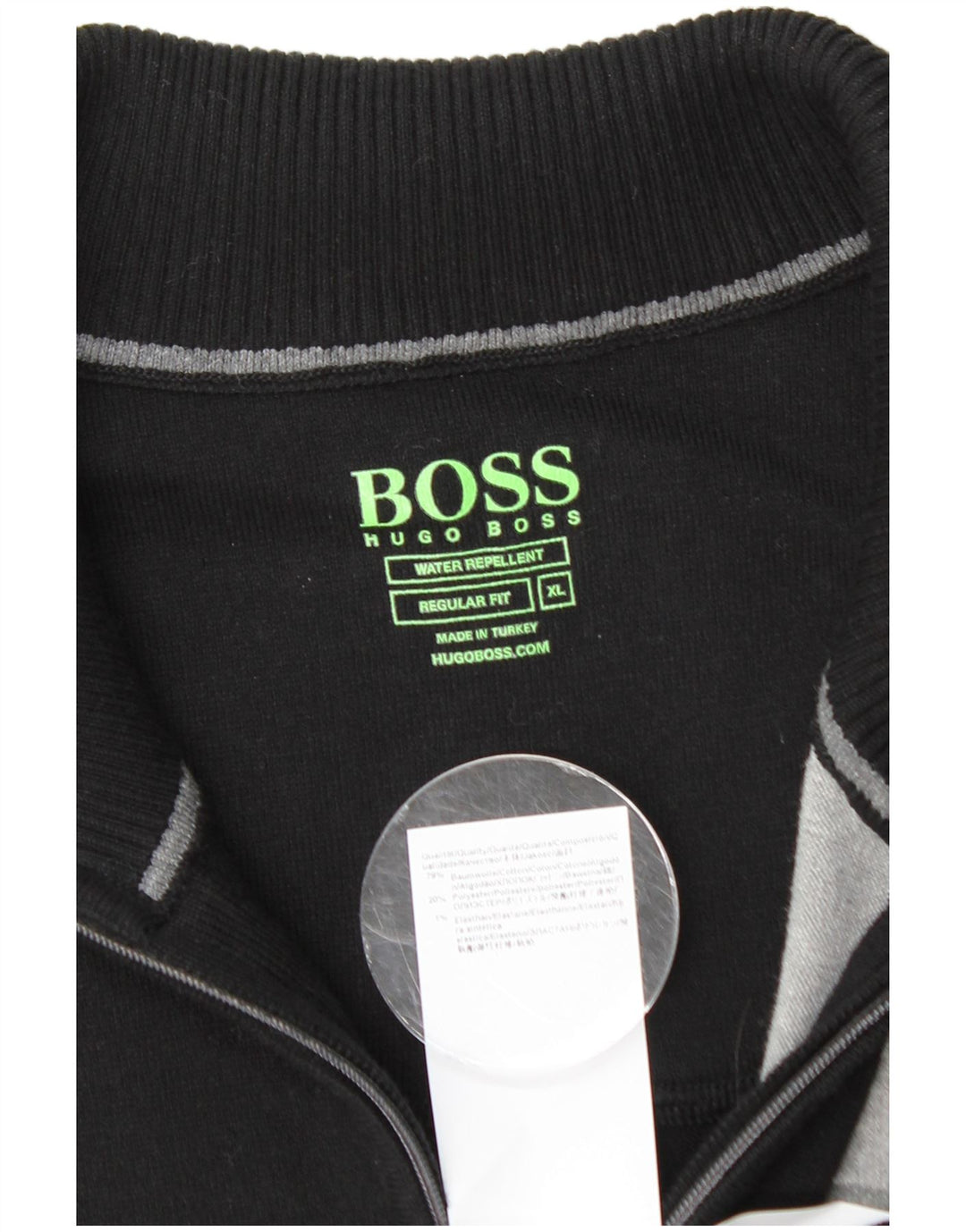 HUGO BOSS Mens Regular Fit Zip Neck Jumper Sweater XL Black Colourblock