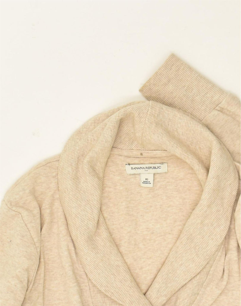 BANANA REPUBLIC Womens Shawl Neck Sweatshirt Jumper UK 6 XS Beige Cotton | Vintage Banana Republic | Thrift | Second-Hand Banana Republic | Used Clothing | Messina Hembry 