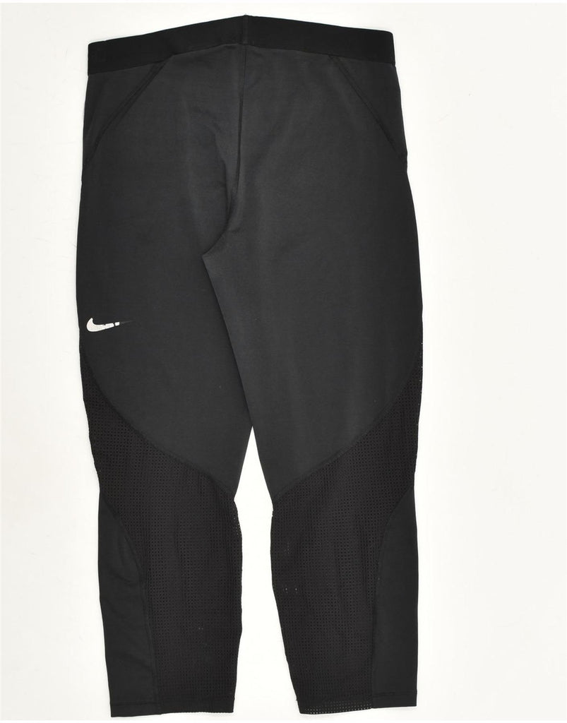 NIKE Womens Leggings UK 14 Large Black Polyester | Vintage Nike | Thrift | Second-Hand Nike | Used Clothing | Messina Hembry 