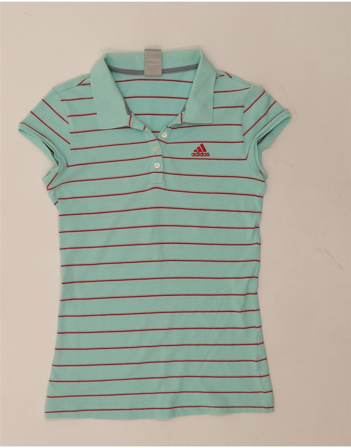 Adidas Womens Polo Shirt  UK 12 Medium Green Striped