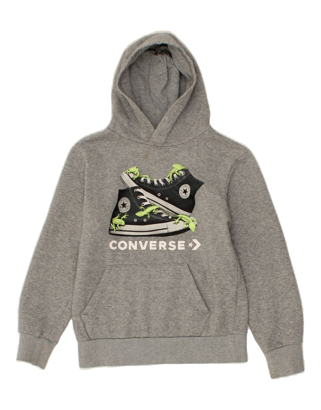 CONVERSE Boys Graphic Hoodie Jumper 10-11 Years Medium  Grey Flecked Vintage Converse and Second-Hand Converse from Messina Hembry 