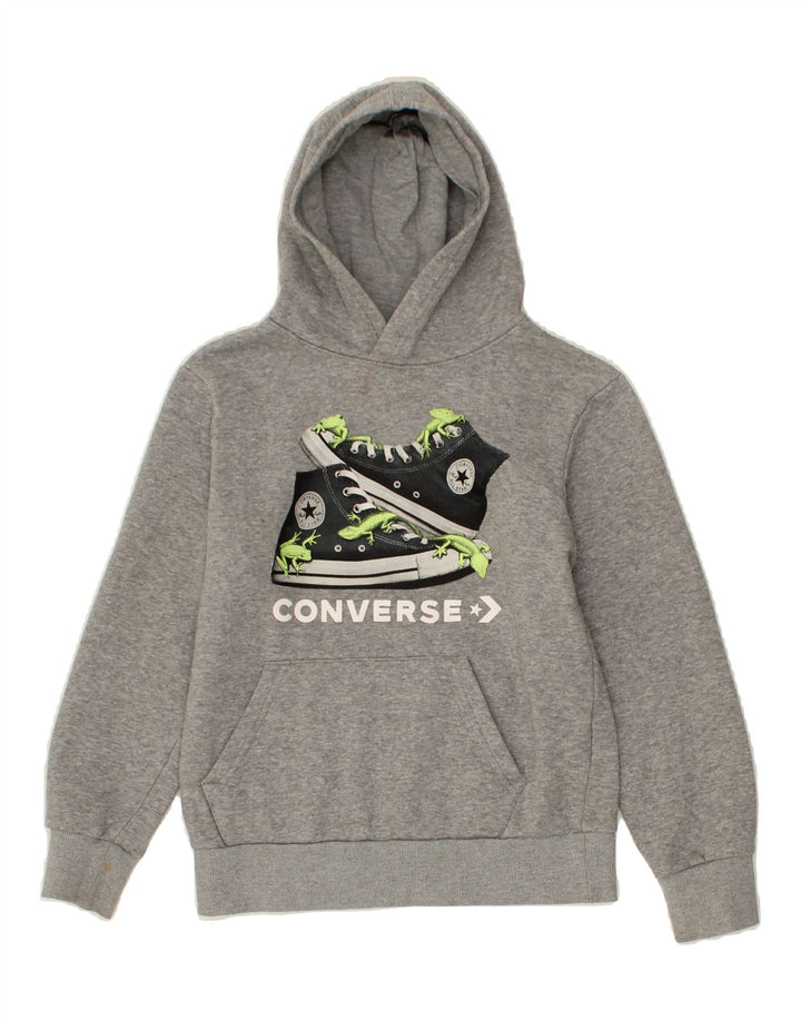 CONVERSE Boys Graphic Hoodie Jumper 10-11 Years Medium  Grey Flecked Vintage Converse and Second-Hand Converse from Messina Hembry 