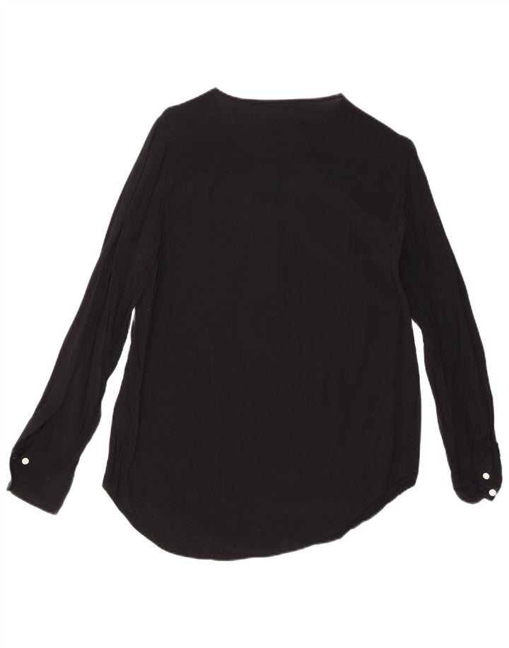 J. CREW Womens Long Sleeve Blouse Top UK 10 Small Black Viscose